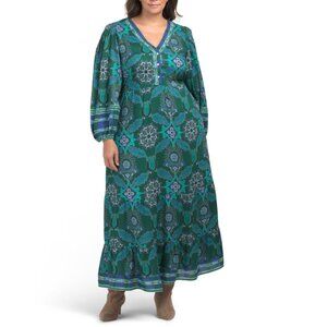 CELINA MOON DARK GREEN Plus Floral Maxi Dress